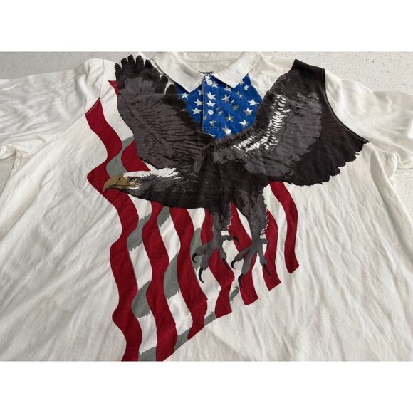 Kingsize Men Polo Shirt 4XL TALL White Graphic Eagle Flag USA Short Sleeve - Picture 2 of 7